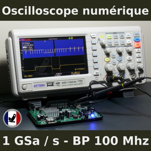 Oscilloscope numérique 100 Mhz 2 voies 40 K échantillons ADS1102CAL