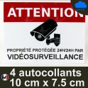 Lot de 4 autocollants vidéosurveillance