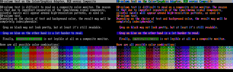 Comparaison image vidéo composite et image RVB